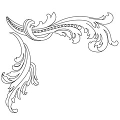 Vintage baroque frame scroll ornament engraving border floral retro pattern antique style acanthus foliage swirl decorative design element filigree calligraphy vector | damask - stock vector