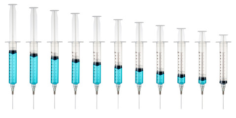 Plastic medical syringe isolated on white background