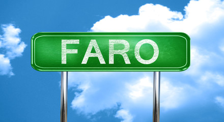 Faro vintage green road sign with highlights