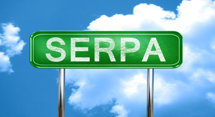 Serpa vintage green road sign with highlights
