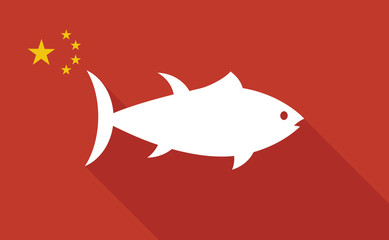 China long shadow flag with   a tuna fish