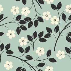 Seamless pattern with  bouquets of flowers on light blue backgro