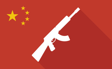 China long shadow flag with   a machine gun sign
