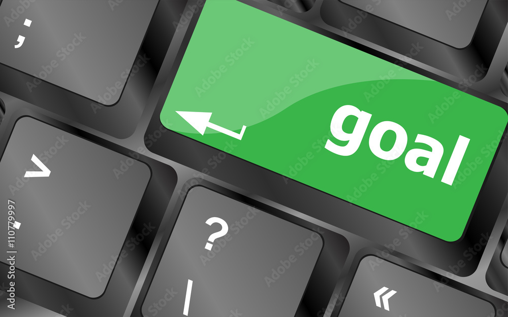 Poster goal button on computer keyboard - business concept. keyboard keys icon button vector