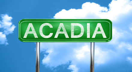 Acadia vintage green road sign with highlights