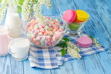 Mug Of milk. Marshmallows And Sweets