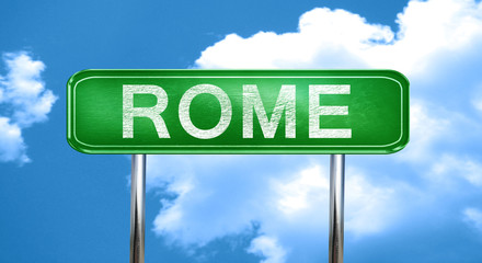 Rome vintage green road sign with highlights