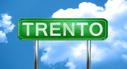 Trento vintage green road sign with highlights