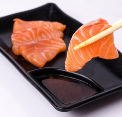 Salmon raw sashimi