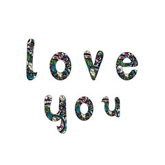 Love you. Doodle hand drawn letters for poster design. Vector illustration.