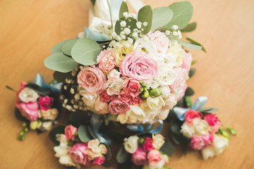 Wedding perfect bridal bouquet of different flowers