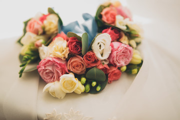 Wedding perfect bridal bouquet of different flowers