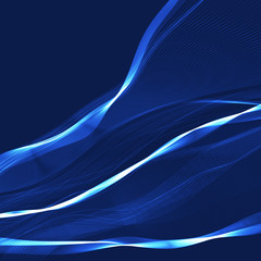 Obraz premium Blue wavy ribbon on a dark background