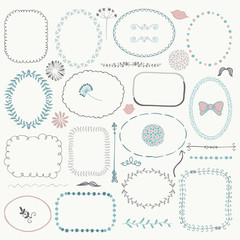 Obraz premium Vector Hand Sketched Rustic Frames, Borders, Elements