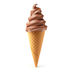 chocolate ice cream cone isolated