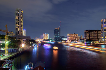 River view at night / River view at night, Bangkok, Thailand.