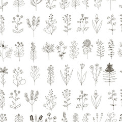 Obraz premium Floral seamless pattern. Hand drawn illustration made in vector.