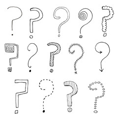 Set of hand drawn question marks. Vector illustration. - 110782916