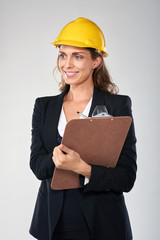 Smiling woman professional in hardhat