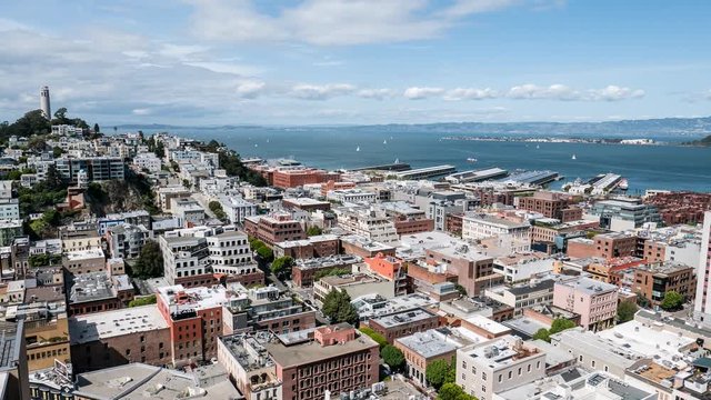 San Francisco Bay sail boats and cityscape afternoon time lapse.