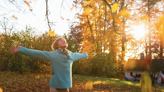 Boy Tossing Leaves