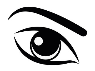 Eye design. Cartoon icon. White background, vector silhouette style