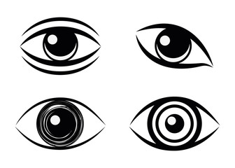 Eye design. Cartoon icon. White background, vector silhouette style
