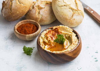 Hummus.Chickpeas and sesame oil oriental recipe