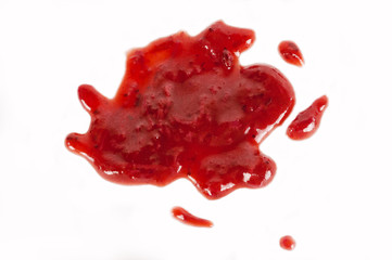 jam spilled on a white background