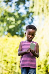 Fototapeta premium Cute mixed-race boy using a smartphone