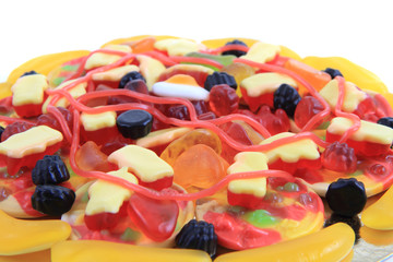 color jelly candies as pizza