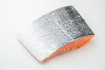isolated raw salmon