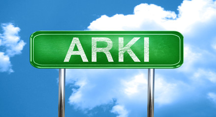 Arki vintage green road sign with highlights