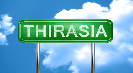 Thirasia vintage green road sign with highlights