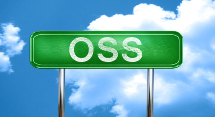 Oss vintage green road sign with highlights