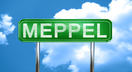 Meppel vintage green road sign with highlights