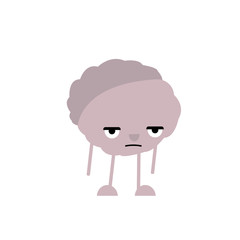 Tired and angry stupid brain. Cartoon vector illustration isolated on white background.