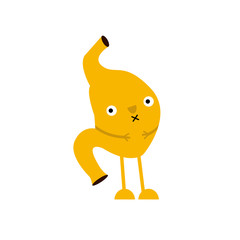 Sick and crowded stomach. Cartoon vector illustration isolated on background. Unhealthy lifestyle illustration.