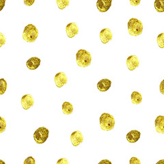 Seamless pattern with gold painted dots.