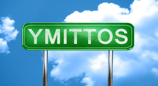 Ymittos vintage green road sign with highlights