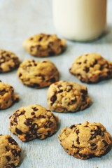Homemade Chocolate chip cookies, selective focus