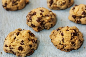 Homemade Chocolate chip cookies, selective focus
