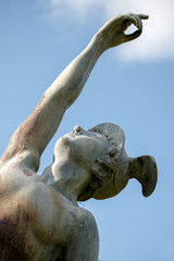 Close-up of the statue of Hermes in Port Lympne Mansion Gardens