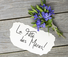 Mother's day in French. flower bouquet. Romantic date, invitation, sweet wish concept. sun light effects filter