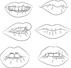 Set contour of the lips with different emotions