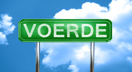 Voerde vintage green road sign with highlights