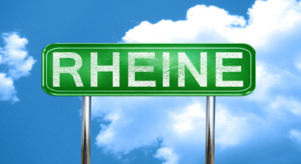 Rheine vintage green road sign with highlights