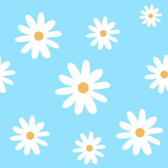 chamomile on a light blue background pattern seamless vector