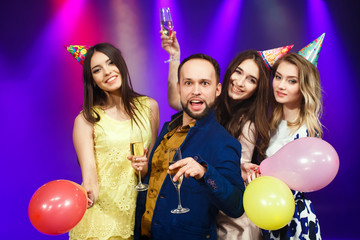 party, holidays, celebration, nightlife and people concept - smi