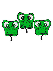 3 friends team cool crew party head face funny long comic cartoon snake